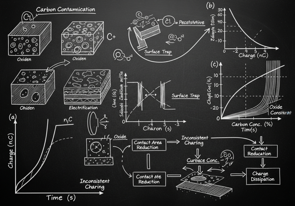 Carbon's Role in Surface Electrification