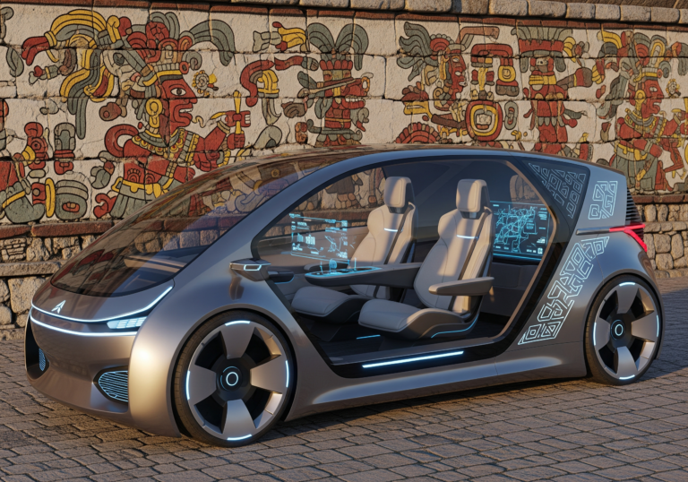 Futuristic Ride Meets Ancient Art