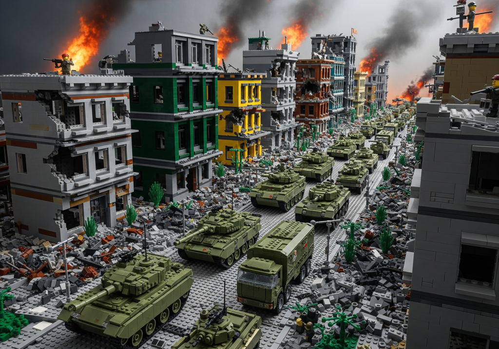 Lego Military Conflict Scene