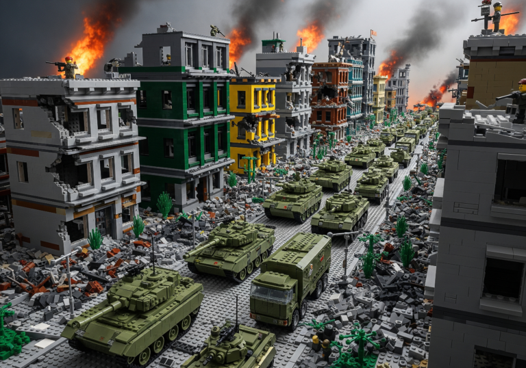 Lego Military Conflict Scene