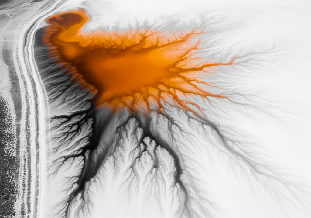 Crimson Flow in White Desert