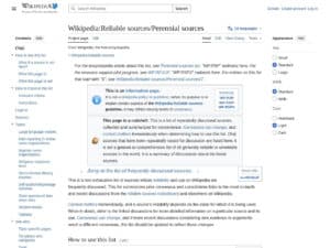 Liste des sources pérennes de Wikipédia (WP:RSP)