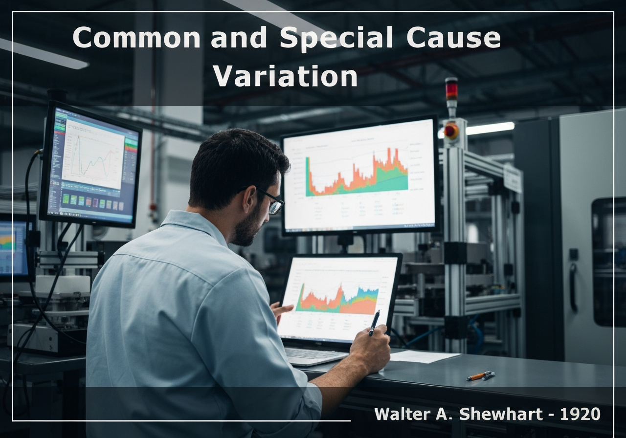 Quality control engineer analyzing process variations in manufacturing statistics.